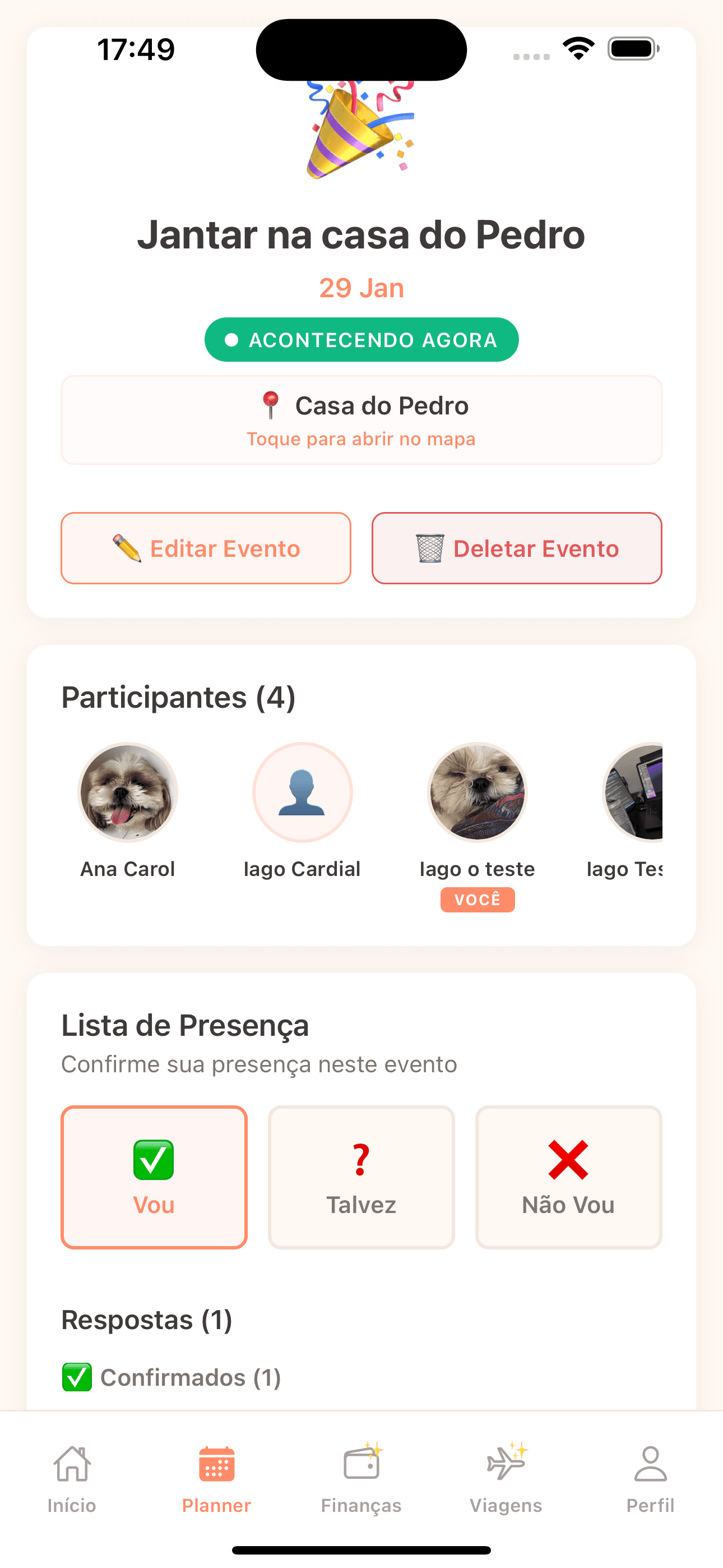 Tela de lista de compras