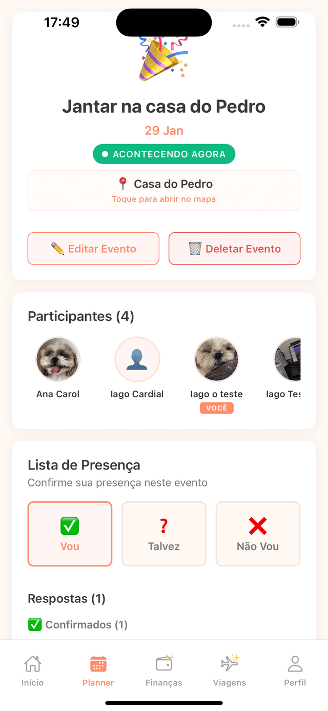 Tela de lista de compras